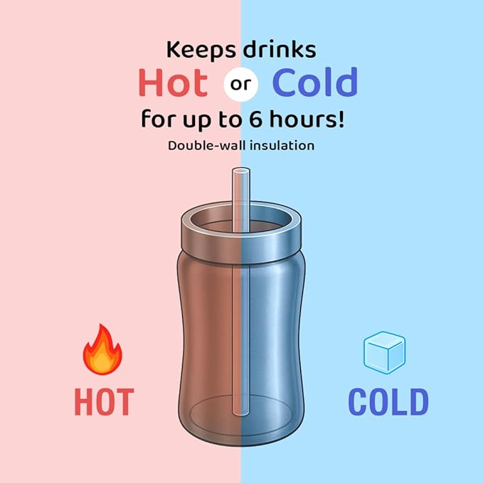 GROSMIMI Insulated 316 Stainless Steel Spill Proof Straw Cup, Water bottle with Flip Top for Toddlers, BPA Free (air balloon, 10oz)