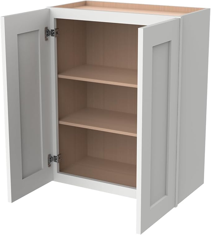 Wall-Mounted Cabinet – Solid Wood Shaker Style Medicine Cabinet with Adjustable Shelves & Soft-Close Doors for Bathroom, Kitchen, and Office Storage (Origami White, 36" W x 12" D x 30" H)