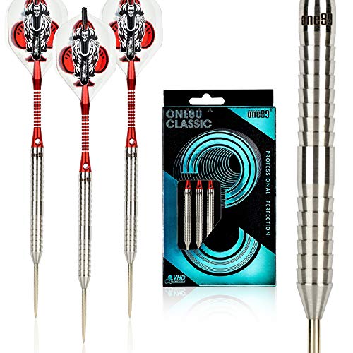 ONE80 90% VHD Steel Tip Tungsten Dart, Professional Barrel Style with Extra Flights, Shafts and Sharpener Gift Box Packaging - style: B-22g