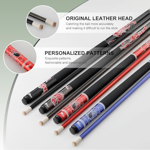 HMQQ 58" 2-Piece Fiberglass Graphite Composite Billiard Pool Cue Sticks (Several Colors Available, Weight from 19oz 21oz) - color: Blue, style: 21oz