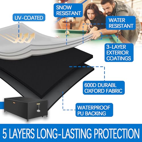 Waterproof Billiard Table Cover 6/6.5/7/7.5/8/8.5/9/10/12ft with Air Vents Handles Pool Table Covers Full Cover 600D Heavy-Duty Protection for Snooker Tables Covers,Silver,7FT(89"×46"×32") - color: Silver, size: 7FT(89"×46"×32")