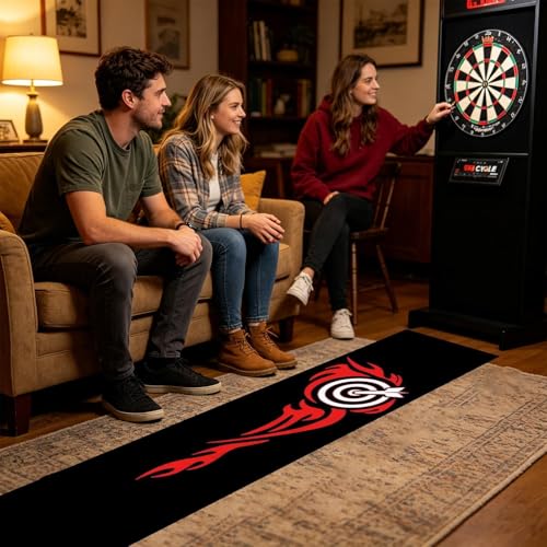 Dart Board Mat,Portable Floor Protection with Throw Line Non-Slip - Darts Distance Mat,for Game Room Recreation Center Sports Club Office Basement Garage - size: D