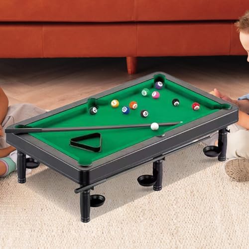 kowaku Kids Pool Table Set Desktop Snooker 2 Billiard Cues Small Tabletop Billiards Game Toy for Apartment Home Between Friends Dorm