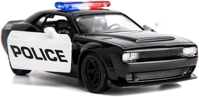 BDTCTK 1/36 Scale Challenger Police Car Model, Zinc Alloy Die-Cast Pull Back Vehicles Kid Toys for Boy Girl Gift (Black)