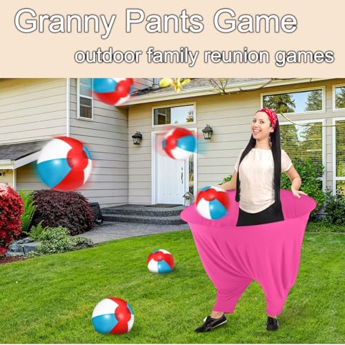 2 Pack Granny Pants Yard Game,Outdoor Party Game with 8 Pack Bouncy Balls and 2 Pack Pump,Fun Family Reunion and Adult Game for Groups - size: small sizes