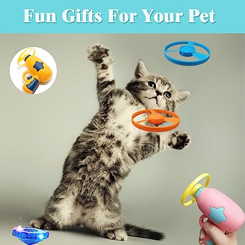Cat Fetch Toy, Interactive Flying Cat Toy with 20 Flying Propellers, Kitten Tracks Toy for Training Hunting Chasing(Yellow) - color: Yellow+ 20 Propellers