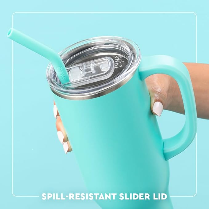 Swig Life 30oz Mega Mug, 30 oz Tumbler with Handle and Straw, Cup Holder Friendly, Dishwasher Safe, Extra Large Insulated Tumbler, Stainless Steel (Get Crackin)