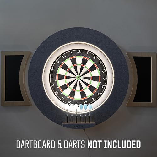 Dart Board Cabinet Set with LED Light; Bristle Dartboard, Built in LED Light, Darts and Chalkboards - color: Gray (Cabinet Only)