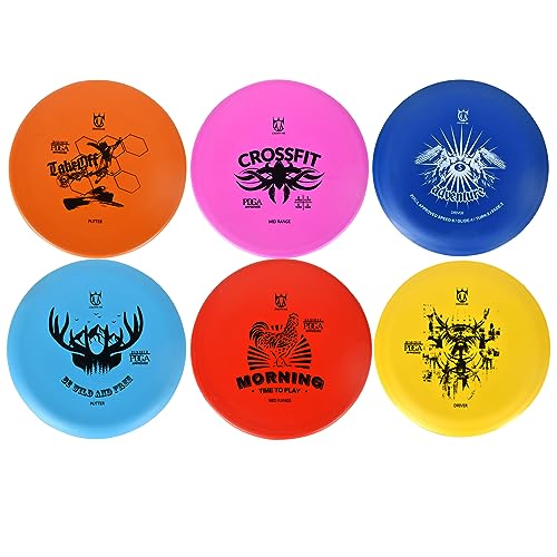 CROWN ME Disc Golf Set with 6 Discs, Mini Disc, and Starter Bag - color: Red