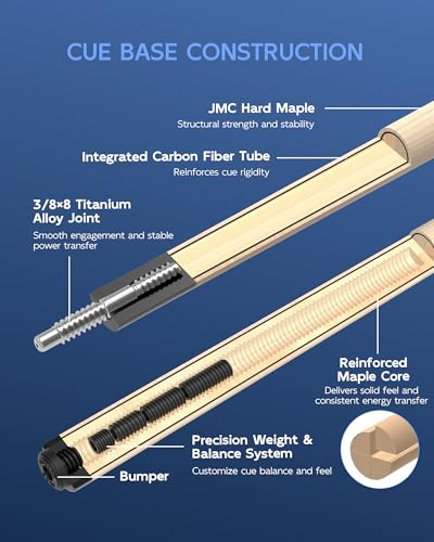KONLLEN Maple Pool Cue Stick for Adults - Features Low Deflection Shaft, Titanium Alloy 3/8x8 Joint, and 12mm Tip - color: YG1-set