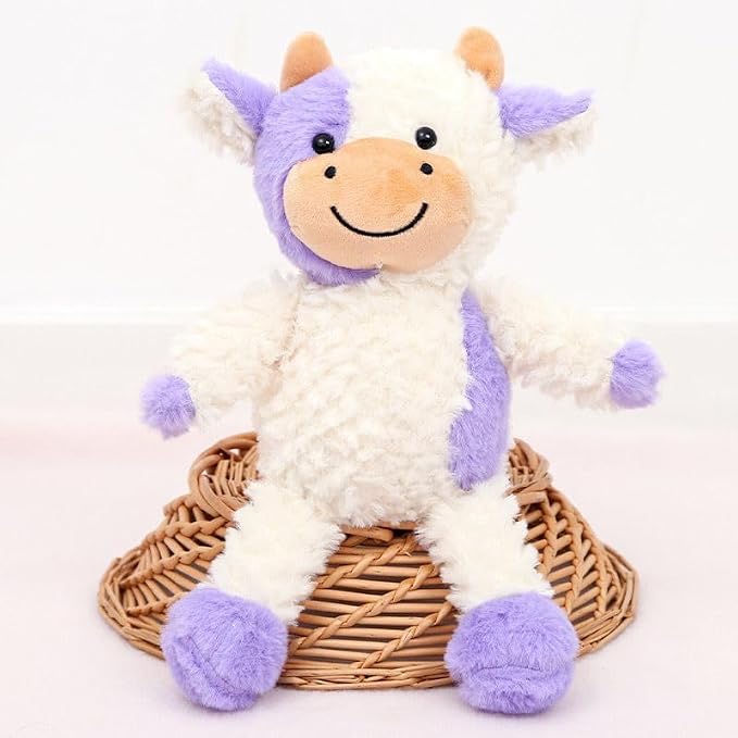 YUKOUQIAN Cow Stuffed Animal Cow Plush Doll Toy 11.8 inch for Girls Boys Christmas Children's (Stand Cow Purple)