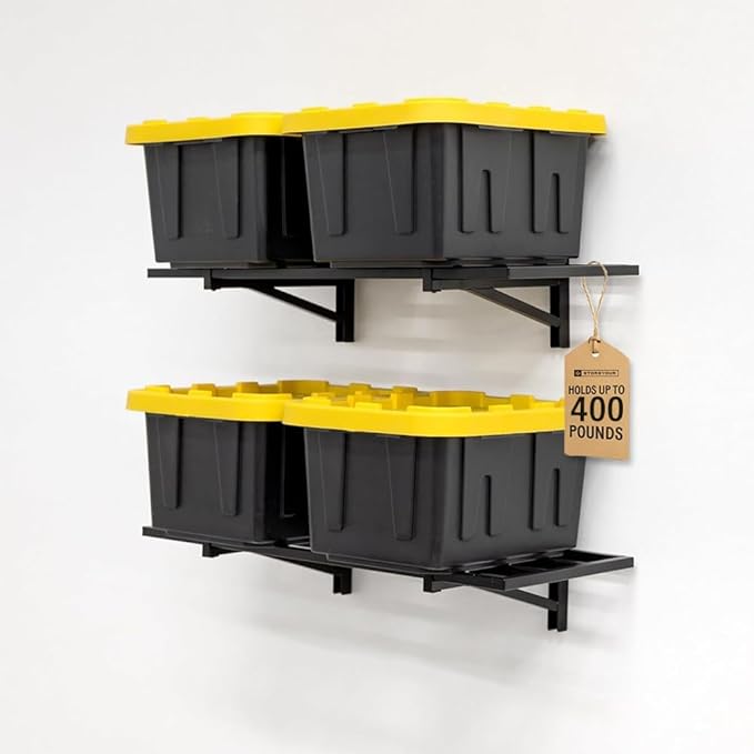 StoreYourBoard Heavy Duty Garage Shelf Wall Mount 1ft x 4ft – Wall-Mounted Shelving for Storage & Organization – Heavy Duty Garage Shelves for Tools, Bins, & Equipment – Holds 400 lbs – Black