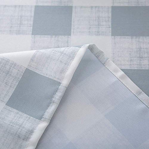 Melaluxe Spring/Summer Wrinkle-Free Waterproof Outdoor Tablecloth with Umbrella Hole and Zipper, Grey Checkered, 60-Inch-by-84 Rectangle - color: Grey Checkered, size: 60" x 84" (Rectangular)