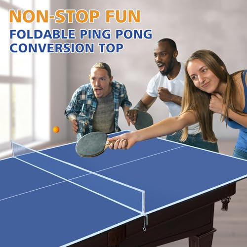 7/8/9ft Mid-Size Ping Pong Conversion Top with Net Set for Billiard and Pool Tables - Regulation Top Converts Billiards into Ping Pong Table Blue/Green/Black - color: Blue, size: 9 FT