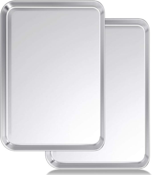 Baking Sheet Set of 2, Wildone Stainless Steel Baking Tray Cookie Pan, Size 20 x 14 x 1 Inch, Non Toxic & Heavy Duty & Easy Clean