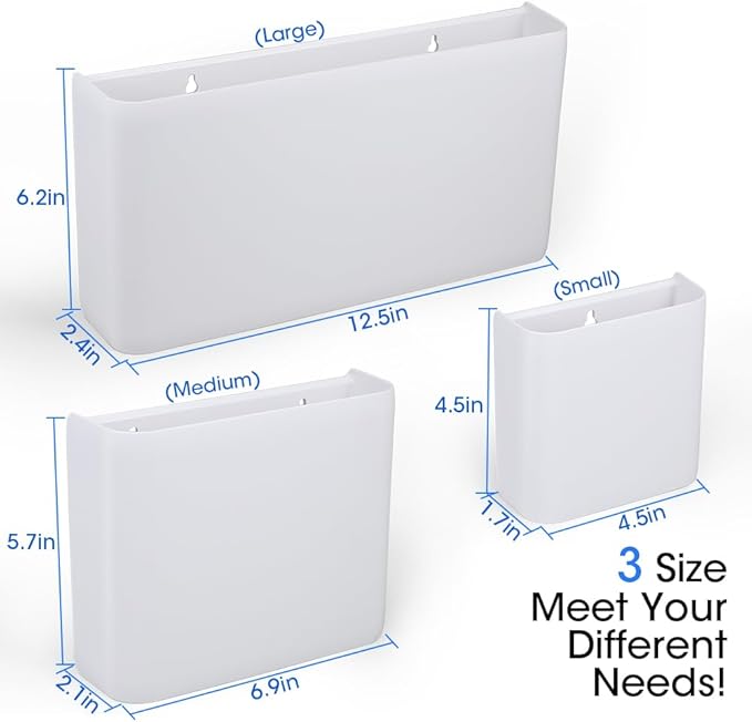 Picowe 3 PCS Magnetic Laundry Storage, Magnetic Storage Box for Laundry Room, Kitchen, Bathroom, Office, Space-Saving Trash Container Hanging on Dryer, Washer or Wall Mount Trash Bin (White)