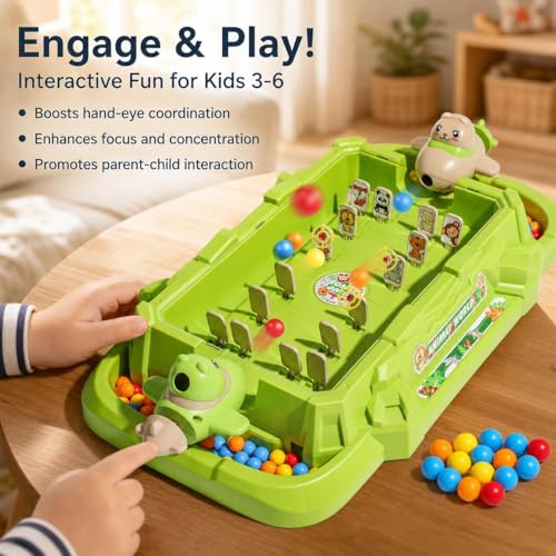 Mini Pinball Game, Airplane Theme Pinball Machine with Lights and Sounds, Electronic Scoring Desktop Game, Portable Pinball for Kids 4+