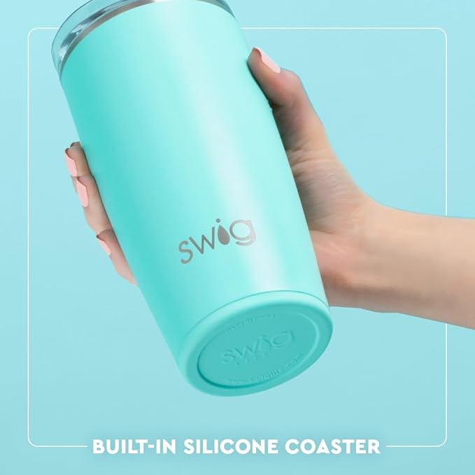 Swig Life 22oz Insulated Tumbler, Travel Coffee Tumbler with Lid, Cup Holder Friendly Travel Coffee Mug, Stainless Steel, 22 oz Tumblers, Reusable Insulated Mug with Lid (Mahjong)