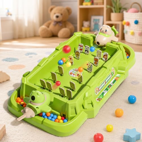 Mini Pinball Game, Airplane Theme Pinball Machine with Lights and Sounds, Electronic Scoring Desktop Game, Portable Pinball for Kids 4+