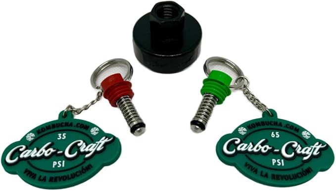 Kombucha.com Carbo-Caps: The Swingtop Slayer and Ultimate Carbonation System for Craft Beer & Kombucha Home Brewing. Viva La Revolución! (35 psi (Medium Carbonation), 12 Carbo-Caps + PRVs)