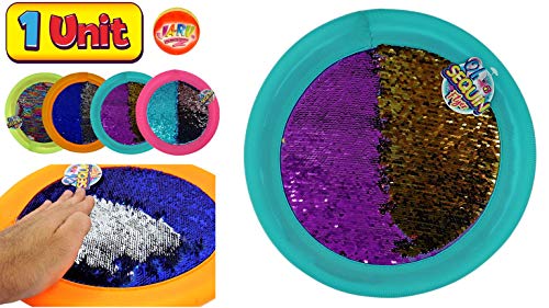 JA-RU Sequin Flyer Soft Frisbee-Disk Toy (1 Frisbee Assorted) Flying Disc for Kids and Adults, Boys and Girls. Beach Pool Indoor and Outdoor Throwing Games. Birthday Gifts (Pack of 2) - size: 1 Unit (Pack of 2)