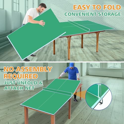 8ft Green Mid-Size Ping Pong Conversion Top Foldable & Portable Table Tennis Table Top for Indoor Games(Green)