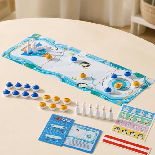predolo Board Game, Shuffleboard Mat 80x30cm, Portable 2-in-1 Desktop Game for Kids & Adults with 8 Rolling Discs - style: 5-in-1 High-End Version