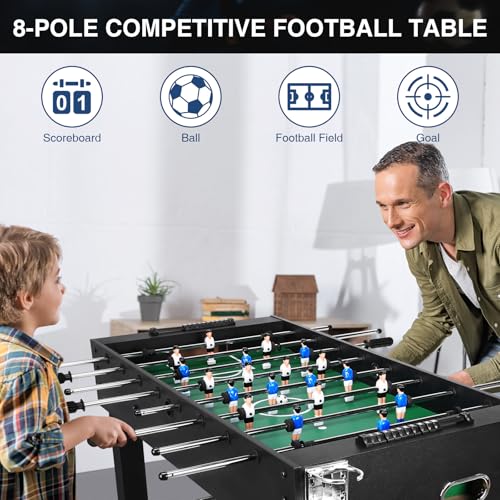 Foosball Table for Kids and Adults, Game Room Soccer Game Table w/Balls, Cup Holders, Ergonomic Handles,Wear Resist Heavy Duty Soccer Gaming Desk Reusable for Friends and Family Playing
