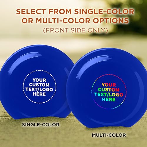 DISCOUNT PROMOS Frisbee Flying Discs in Bulk, 9.25 in. Fun Family Beach Game - color: - Custom - Reflex Blue, size: 50 flying discs