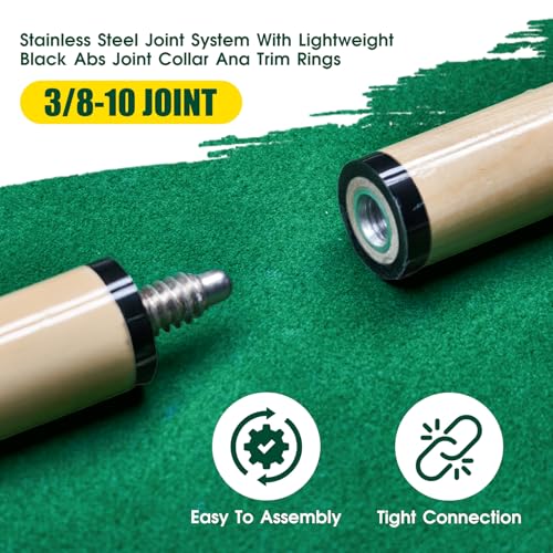 HMQQ Pool Cue Sticks – 42"/48"/58" Billiard Cues with 13mm Leather Tip – 17oz/18oz Standard or 20oz Heavy – Set of 2 or 4 – Durable 2-Piece Pool Sticks for Beginners, Adults, Home & Bar - size: 58" set of 4