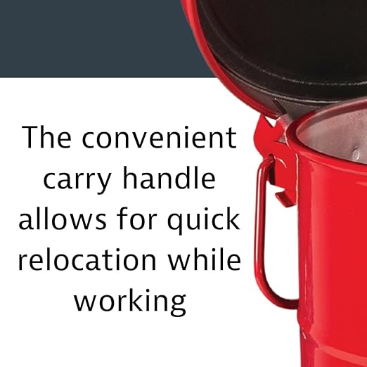 Justrite 6 Gallon Galvanized Steel Oily Waste Can, 16" x 12" Metal Oil Rag Safety Can With Foot Operated Self-Closing Lid for Oil Rag Disposal, Made in the USA, Red, 09100