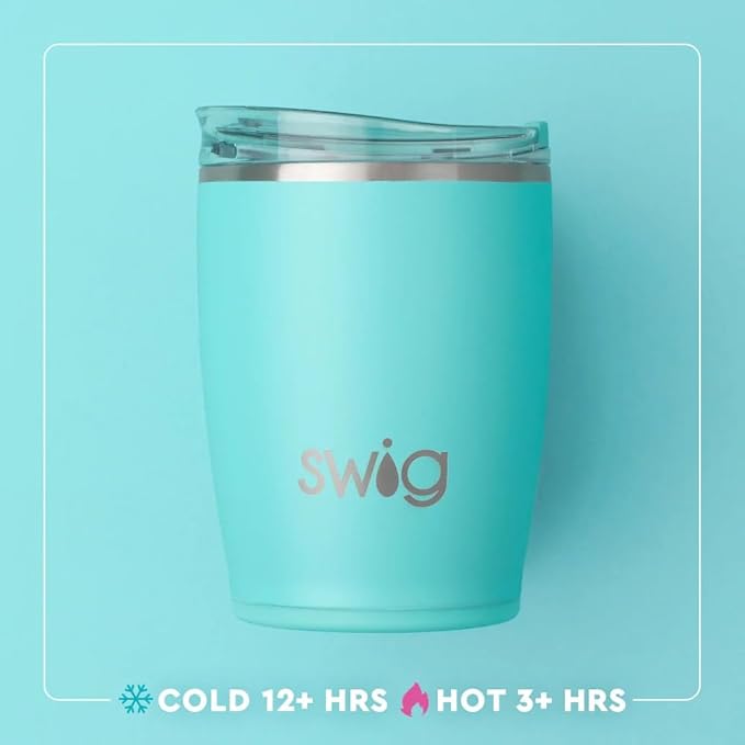 Swig Life 12oz Insulated Tumbler, Travel Coffee Tumbler with Lid, Cup Holder Friendly Travel Coffee Mug, Stainless Steel, 12 oz Reusable Insulated Coffee Mug (Saturdays in Lexington)