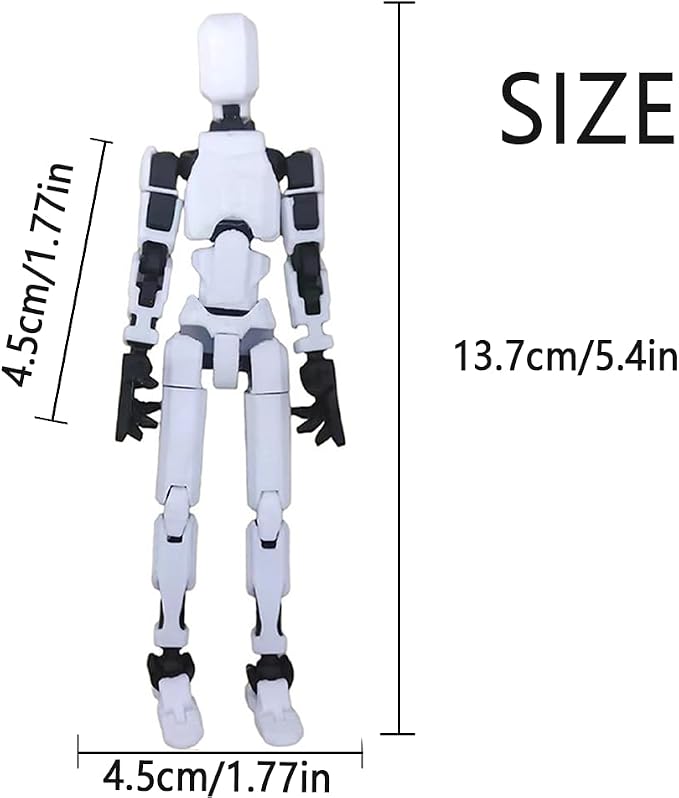 Dumwick Assembly Completed Titan 13 Action Figure Set,Titan 13 Robot Action Figures 3D Printed Multi Jointed Movable,Nova 13 Action Figure,Decorations for Action Figures (White,1pc)