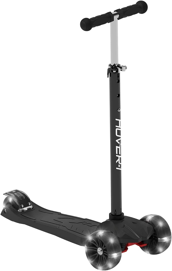 Hover-1 Solaris Kick Scooter with Multicolor Wheel Lights, 4.5” Front Wheels, Rear Foot Brake, and 110 Pound Weight Capacity