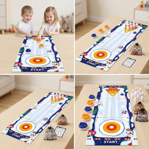Tabletop Games Set, Indoor Bowling Game, Portable Shuffleboard & Mini Games, Enjoyment