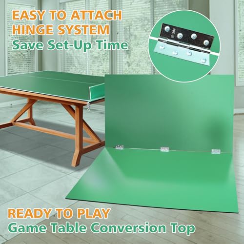 8ft Green Mid Size Ping Pong Conversion Top Foldable Portable Table Tennis Table Top for Indoor Games