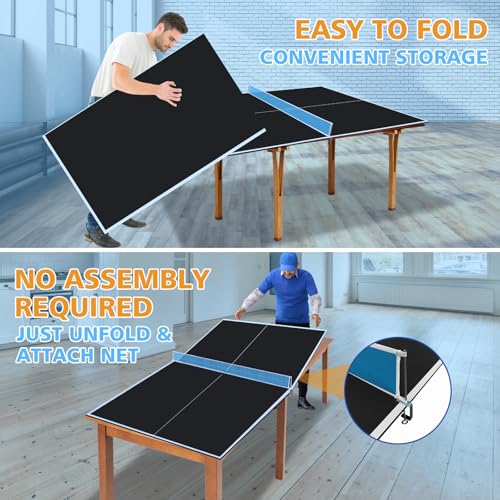 7/8/9ft Mid-Size Ping Pong Conversion Top with Net Set for Billiard and Pool Tables - Regulation Top Converts Billiards into Ping Pong Table Blue/Green/Black - color: blakc, size: 7 FT