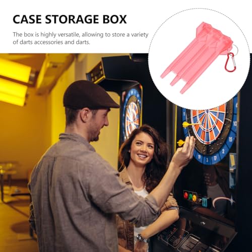 Veemoon Portable Dart Carrying Case, Soft Tip Darts Cases Plastic Transparent Storage Box Holder with Lid and Lock Buckle for Three, Hard Shell and Compact Size (Red)