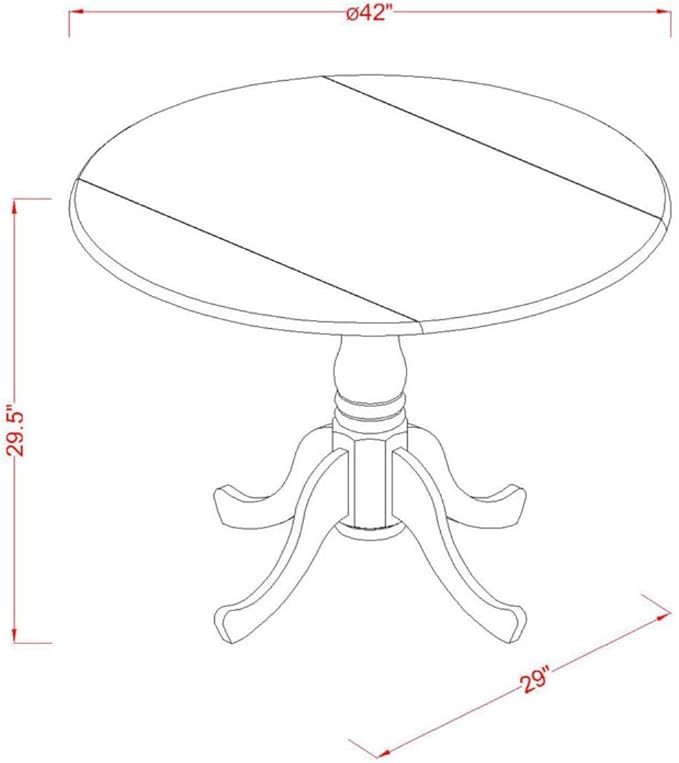East West Furniture DLGA3-MAH-32 3 Piece Modern Dining Table Set Contains a Round Wooden Table with Dropleaf and 2 Light Beige Linen Fabric Parsons Dining Chairs, 42x42 Inch, Mahogany