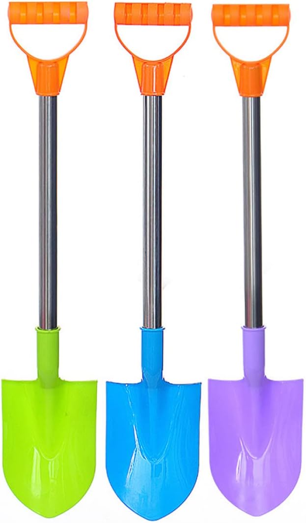 Kids Stainless Steel Snow Shovel, Kids Snow Shovel Beach Shovels for Stainless Steel with Plastic Scoops and Handle 3PCS