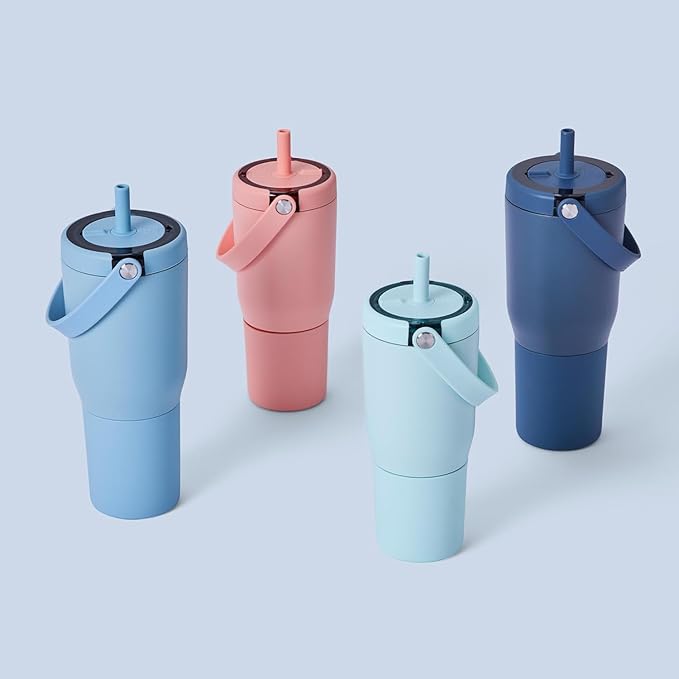 BrüMate Resa 35oz 100% Leakproof Travel Tumbler with Handle & Straw | Flexible SoftSip Straw | Silicone Sleeve for Durability | Stainless Steel | Cup Holder & Travel Friendly Water Bottle | (Primrose)