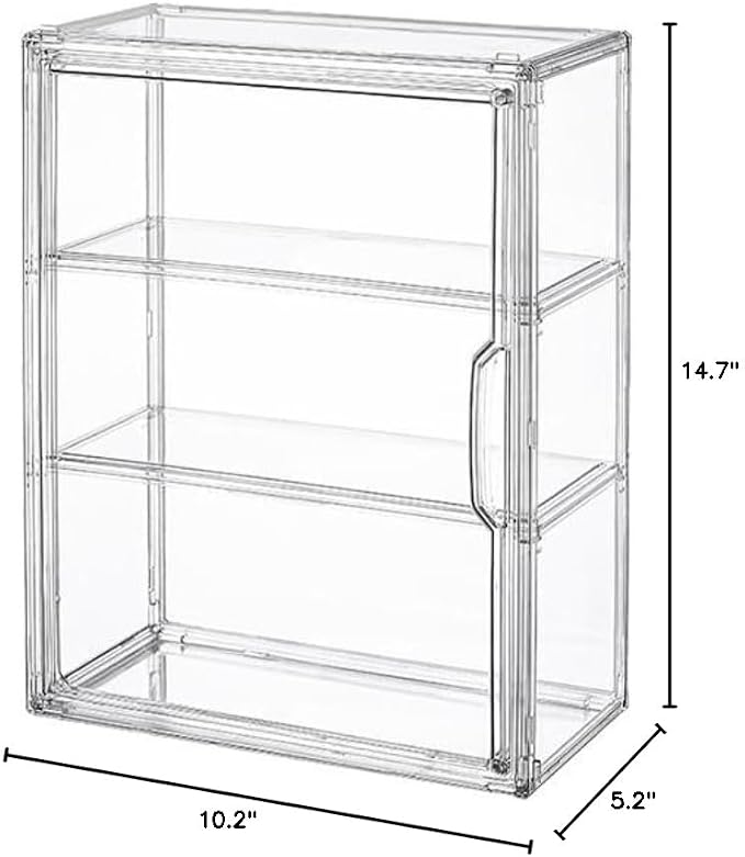 BOHOIDEE 3 Tiers Clear Display Case for Figures, Acrylic Storage Organizers Box with Magnetic Door, Wall-Mounted Dustproof Showcase for Collectibles Action Figure(4PACK Wall-Mounted Medium)
