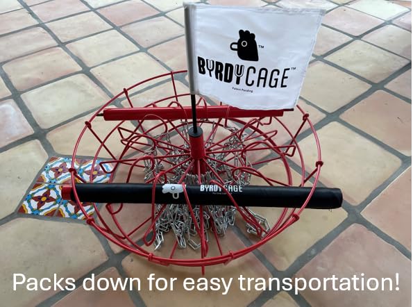 2-in-1 Adjustable Disc Golf Basket - Standard to Skinny Target - color: Red