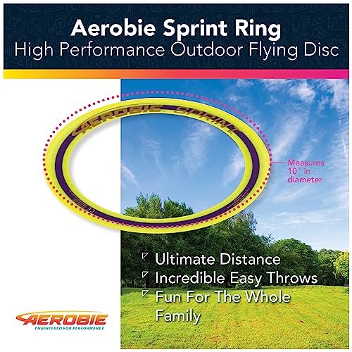Aerobie Sprint Ring Outdoor Flying Disc, 10 Inches, Yellow