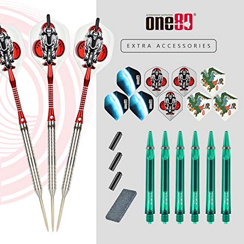 ONE80 90% VHD Steel Tip Tungsten Dart, Professional Barrel Style with Extra Flights, Shafts and Sharpener Gift Box Packaging - style: B-22g