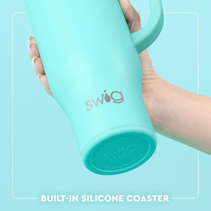 Swig Life 30oz Mega Mug, 30oz Tumbler with Handle and Straw, Large Insulated Tumblers, Cup Holder Friendly Travel Mug, Stainless Steel 30 oz Tumbler, Reusable Insulated Water Bottle (Mystique)