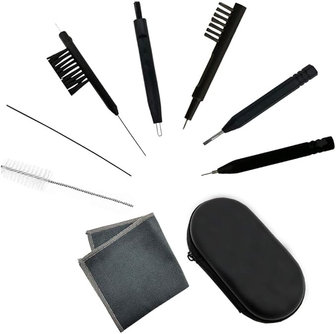 8 Pieces Hearing aid Amplifier Cleaning Tools, Earbuds/Headphones Cleaner Brush Kits with case