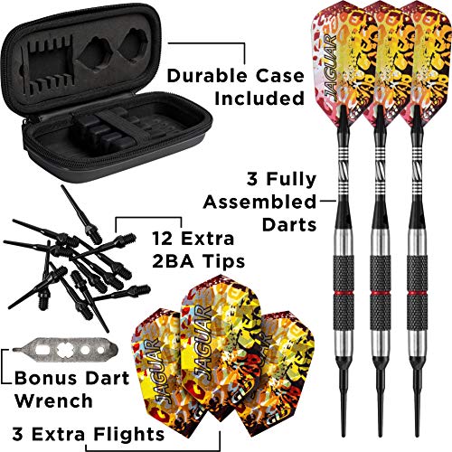 Viper Jaguar 80% Tungsten Soft Tip Dart Set with Case, 18 Grams - style: Coarse Knurling