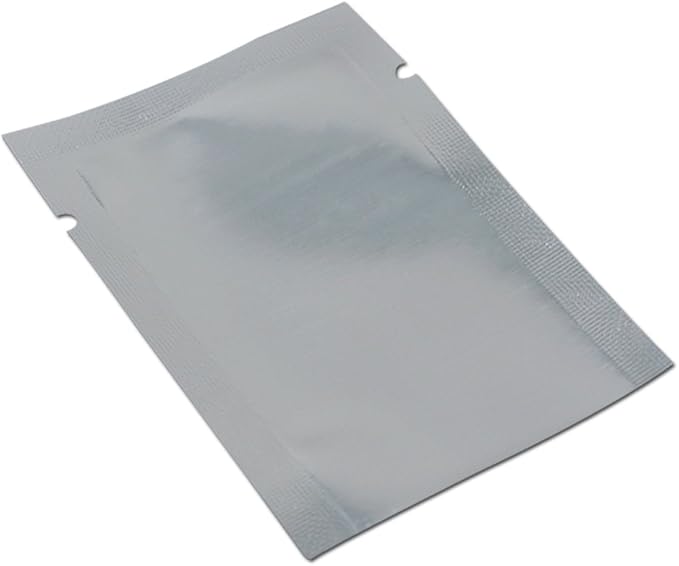 Silver Aluminum Foil Pouch Heat Seal Window Plastic Open Top Flat Vacuum Packaging Mylar Bag Food Small Sample Mylar Storage (500, 1.9x2.7 inch)