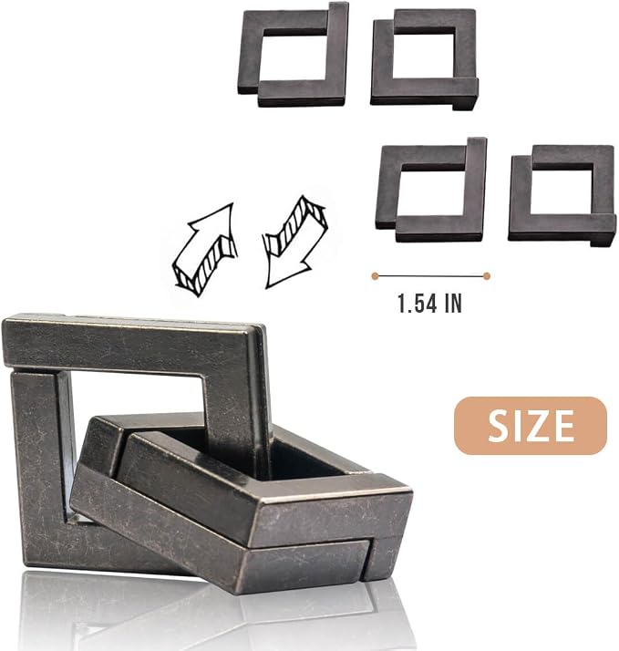 3PCS Fun Metal Brain Teaser Puzzle Games - Adults Mind 3D Toys -Teens IQ Insight Challenge - Educational Gift for Ages 12+